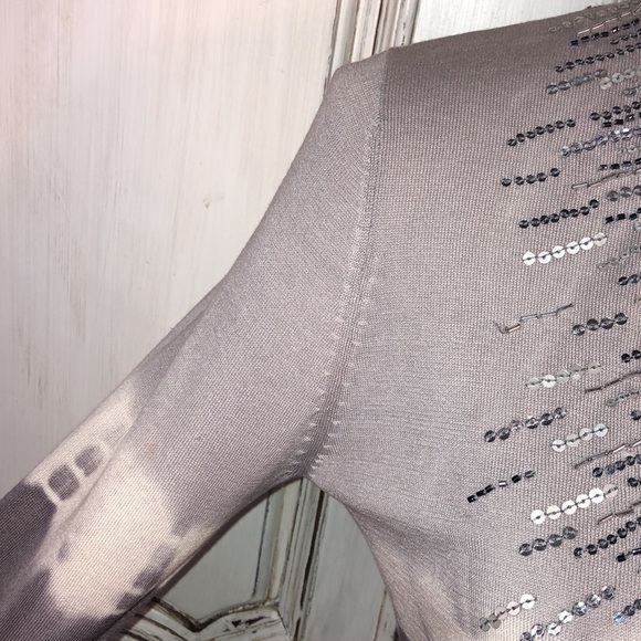 BCBGMAXAZRIA Silk and Cotton Blend Tie Dye Sequin and Beaded Sweater Size Small - Picture 6 of 12